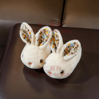 兒童棉拖鞋 冬季女童室內兔子毛毛包跟寶寶秋棉拖【不二雜貨】