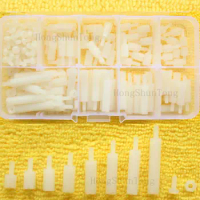 240Pcs M2.5 Nylon White Spacers Screw Nut Hex M-F Stand off Assorted Kit Box M2.5*6/8/10/12/15/18/20/25+6mm