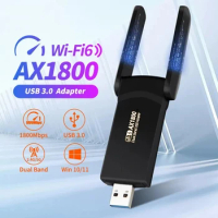1800Mbps WiFi 6 USB Adapter USB 3.0 Network Card Dual Band 2.4G/5Ghz Wireless Lan Card WiFi Antenna Receiver For Laptop PC