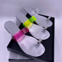 Jelly Sandals Women Summer Slippers Silver sole Crystal flats shoes G2301