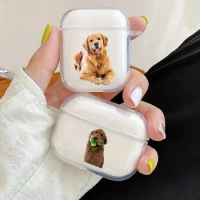 Cute Dog Golden Retriever Airpod Cases 3 for 2 1 Pro Pods Gen Air Pods Pro 2 Clear Cover Lovely Pet Earphone Cartoon Box Coque