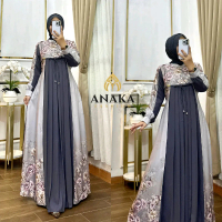 gamis anaka  motif bunga model dimple dan elegan cocok Wanita Baju Muslim Dress Mewah Dewasa