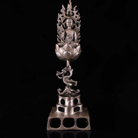 藏傳尼泊爾老銀白銅藏佛高腿釋迦牟尼佛祖佛像擺件居家佛堂用品
