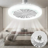 Ceiling Fans With Remote Control and Light LED Lamp Fan E27 Converter Base Smart Silent Ceiling Fans For Bedroom Living Room