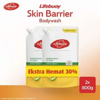 Lifebuoy Sabun Mandi Cair Lemon Fresh Refill [800 mL x 2 pcs] - Banded