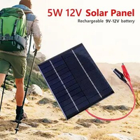 5W 12V Solar Panels Fast Charger DIY Polysilicon Solar Cell System Mini Outdoor Solar Panel 136x110MM for 9-12V Battery Charging