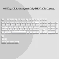 113 Key White Jelly Side Print Keycap Ice Crystal Translucent OEM Profile Key cap for Cherry MX 61 68 104 Mechanical Keyboard