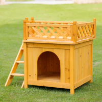 Outdoor Dog House Kennel Cat House Sunscreen Anticorrosive House Dog Cage Pet Kennel Solid Wood Waterproof Outdoor Bungalow
