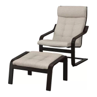 POÄNG 扶手椅及腳凳, 黑棕色/gunnared 米色