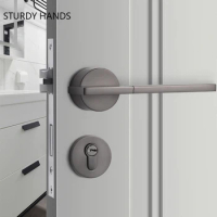 Modern High Quality Apartment Door Lock Indoor Zinc Alloy Lockset Bedroom Security Door Handle Lock Furniture Hardware Supplies