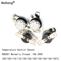 KSD301 5PCS Normally Closed 10A 250V 100/105/110/115/120/125/130/135/140/145/150℃ Temperature Control Sensor