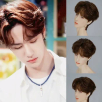 1/3 1/4 1/6 BJD Doll Wig Wang Yibo Hair Bangs Boy Male Short HandMade Realistic Idol Wig Collection Male Doll Green - prcl
