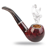 Portable Tobacco Pipe Grinder Herb Wooden Smoke Pipe Resin Pipe Bent Roll Filter Cigarette Holder Smoking Tool Men's Accessories