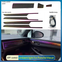 LED Ambient Light For Porsche Macan 2018-2023 Car illuminated Door Panel Dashboard Starry Ambient Light Decorative 64-color LED