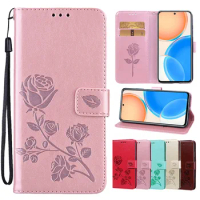 2024 Rose Leather Flip Cover for Honor 50 50 Lite 50SE Honor X8 X7 Wallet Phone Case for Honor 20 Lite honor 10 lite 9X 9A 9C 8X