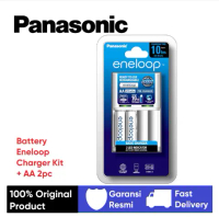 Eneloop Panasonic Fast | Standar Charger Kit + Battery Rechargeable AA-2pc Baterai - Charger + 2pc b