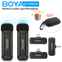 BOYA BY-WM3T2 Wireless Lavalier Lapel Microphone for PC iPhone Android Mobile Streaming Youtube Recording