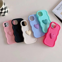 เคสโทรศัพท์ซิลิโคนนุ่มลายหัวใจสามมิติคลื่น สำหรับ Samsung Galaxy S24, S22 Ultra, S23 Plus, S21, S20 