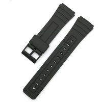 Gelang Jam Silikon, untuk Casio W800h, Gelang Resin Pu Hitam, Sesuai untuk SGW400, F91W, F84, F105 /