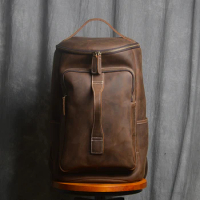 Rucksack Travel Bag Leather Backpack Laptop Men Genuine 15inch Crazy Horse Leather Backpack