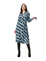 ชุดกระโปรง รุ่น DVF GIZELLE DRESS สี BIRD WEAVE BALANCHINE BLUE