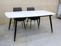 【歐風別館】夏恩3*6尺12mm白色岩板黑鐵餐桌【工業風~基隆至台中免運費】