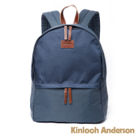 金安德森 - Natural Trend 原革皮標圓弧拉鍊後背包 - 藍色