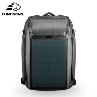 (Drop Shipping) Kingsons Men Beam Backpack Solar Panel +USB Charging Anti-theft/Waterproof/ 15.6 inch Laptop Backpack Male