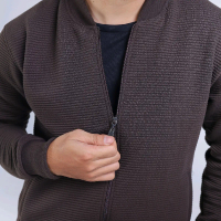 Furiex - Jaket pria otoman premium Jaket bomber polos tekstur garis-garis bahan knitt Knitwear Panja
