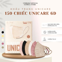 Thùng 150 chiếc khẩu trang 6D UNICARE khẩu trang 6D 3 lớp chống nước kháng bụi cản tia UV Unicare88
