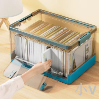 小V 收納箱書箱學生教室裝書整理箱子可折疊透明書本收納盒書籍儲物箱