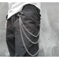 Rantai 3 Layer Celana Rantai Jeans Denim Rantai Dompet Retro Punk Hiphop