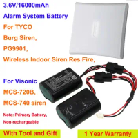16000mAh Alarm System Battery for Visonic MCS-720B, MCS-740 siren, SR-740 PG2, For TYCO Burg Siren,PG9901, Indoor Siren Res Fire