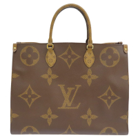 【二手名牌BRAND OFF】LOUIS VUITTON LV 路易威登【激安價】棕色 塗層帆布 OnTheGo GM 大托特包