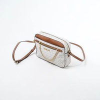 Tas MICHAEL KORS MK MONOGRAM WHITE CAMEL CHAIN CAMERA BAG WITH LS 100% ORIGINAL 23X5X15CM