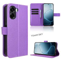 เคสหนังพับแบบลายเพชรสำหรับ OPPO A6X 4G 5G รุ่น CPH2819 และ CPH2823 ดีไซน์บรรจุในกล่องพร้อมช่องใส่บัต