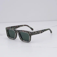 Jackson Wang Style Square Sunglasses for Male INS Fashional Camo Green Sun Glasses Men High Street Acetate Solar Glasses