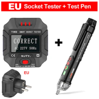 LOMVUM Socket Tester Large Backlit Screen Voltage Detector EU US UK Plug Ground Zero Line Polarity Phase Circuit Breaker Finder