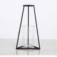 【JEN】創意簡約鐵藝玻璃花瓶花器桌面擺飾居家裝飾高16cm(J款)