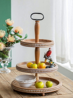 收獲小屋木質多層果盤家用個性創意三層蛋糕水果托盤桌面裝飾擺件