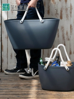 免運 日本進口手提購物籃臟衣籃塑料菜籃子大容量野餐籃防水包洗澡籃