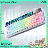 KT68 Pro Mechanical Keyboard With Screen 3-Mode USB/2.4G/Bluetooth Wireless Keyboard Hot-Swap TTC Kailh Switch RGB For PC Laptop