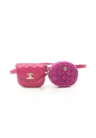 CHANEL 二奢 Pre-loved Chanel matelasse body bag waist bag lambskin Pink purple gold hardware vintage