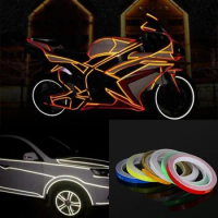 Motorcycle Styling Decorative Car Vinyl Motorcycle Rim Tape Reflective Wheel Sticker Decal Car Warning Sticker Tool Accessories