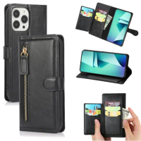 Wallet Leather Flip Case For Apple iPhone 13 Pro Max mini Zipper Magnetic Card Slot Pocket