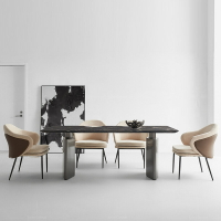 【免運】美雅閣| 意式天然大理石餐桌椅組合奢石長方形現代簡約家用小戶型極簡餐桌