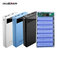 DIY 7x18650 Battery Holder Power Bank Box Plastic Shell Case Type C USB Port Display Powerbank Box Accessories Black White Blue