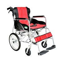 【海夫健康生活館】頤辰16吋輪椅 輪椅-B款 鋁合金/看護型/可折背/攜帶式 橘、紅、藍三色可選(YC-300小輪)