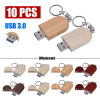 10pcs Wooden USB Flash Drive High Speed Memory Stick 3.0 Free Logo Customized Pendrive 4GB 8GB 16GB 32GB 64GB Wedding Gift