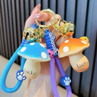 Cartoon Mushroom Seven Star Ladybug Doll Keychain Bag Accessories Lucky Bear Paw Print Lanyard Green Mushroom Bell Key Chain